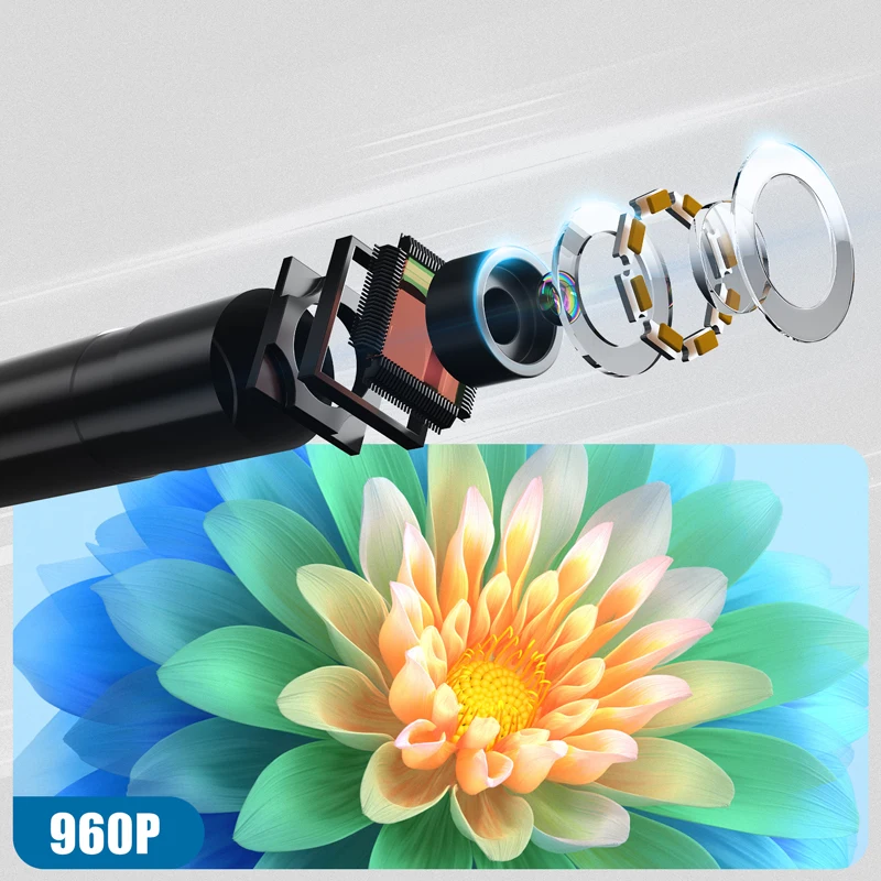 VISHRT Endoscope Camera for iPhone iOS 960P Full HD Sewer Inspection Cameras Endoscopic Borescope Waterproof for Checking Car