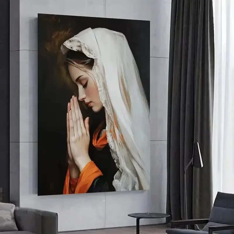 Elegant Woman Praying Poster and Prints Classic Religions Art Canvas Painting Wall Art Picture for LivingRoom Home Decor Cuadros