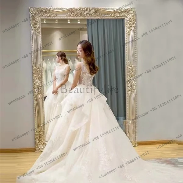 

European retro carved full-length mirror American clothing store fitting mirror