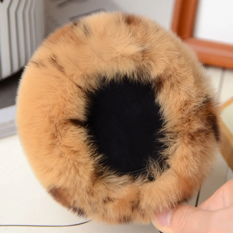 100% Rex Rabbit Fur Earmuffs Soft Plush Ear Warmer Winter Warm Earmuffs Ear Cover Outdoor Cold Protection Ear-Muffs Earflap