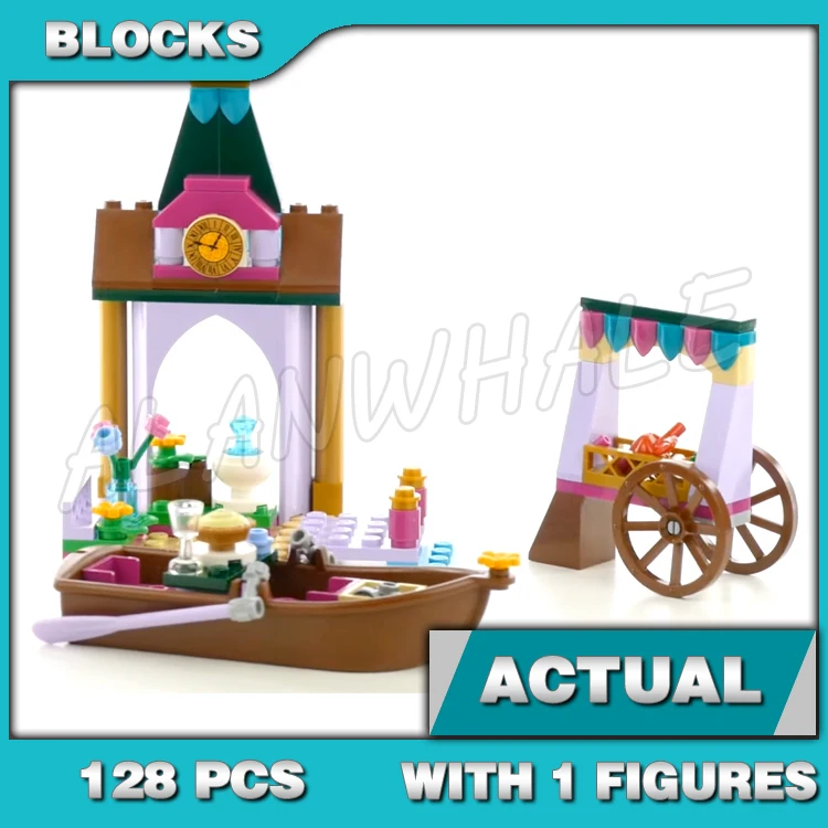 

128pcs Princess Royal Girls Ice Snow Elsa's Market Adventure Clock Rowing Boat 10889 Building Blocks Sets Compatible With Model