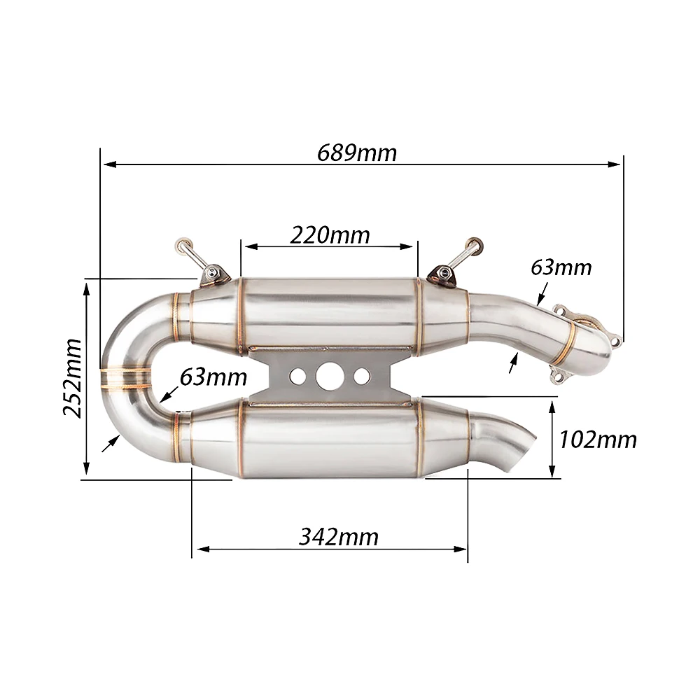 For Polaris RZR XP 2016 to 2022 RZR XP Turbo / S / 4 Turbo Escape Slip-on ATV Motorcycle Exhaust Muffler With Link Pipe