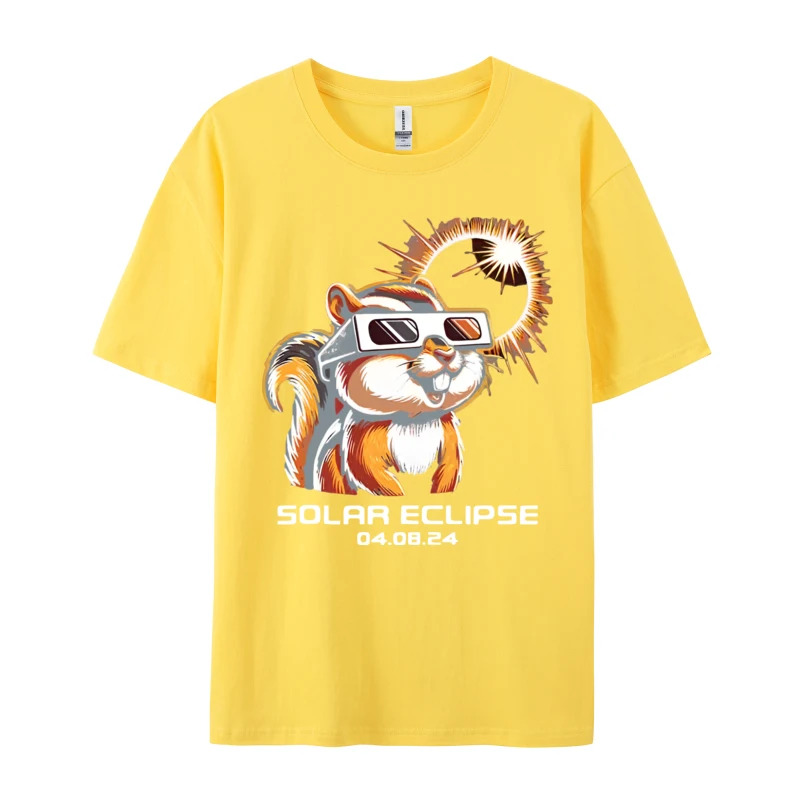 Total Solar Eclipse 2024 Chipmunk Tot T-shirt Cotton Top T-shirts for Men Normal Tops Shirts Plain T Shirts Wholesale