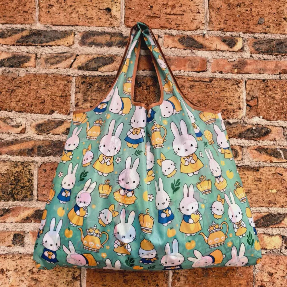 Kawaii Miffy Rabbit Supermarkt-Einkaufstasche, Cartoon-Oxford-Stoff, wasserdicht, große Kapazität, faltbar, tragbar, Reise-Aufbewahrungstasche – Detail 6
