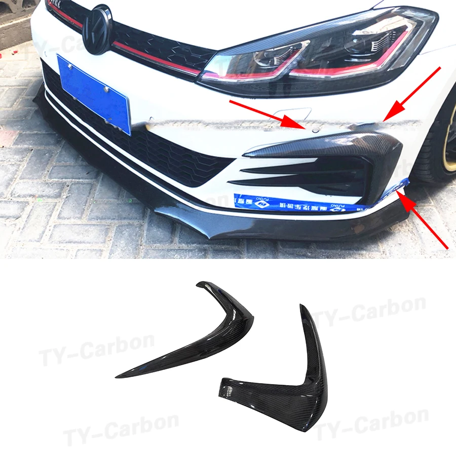 

Real Carbon Fiber Front Bumper Lip WK Splitters Wind Knife Flaps Apron FRP Fit For Volkswagen VW Golf 7.5 GTI 2018 2019 2020