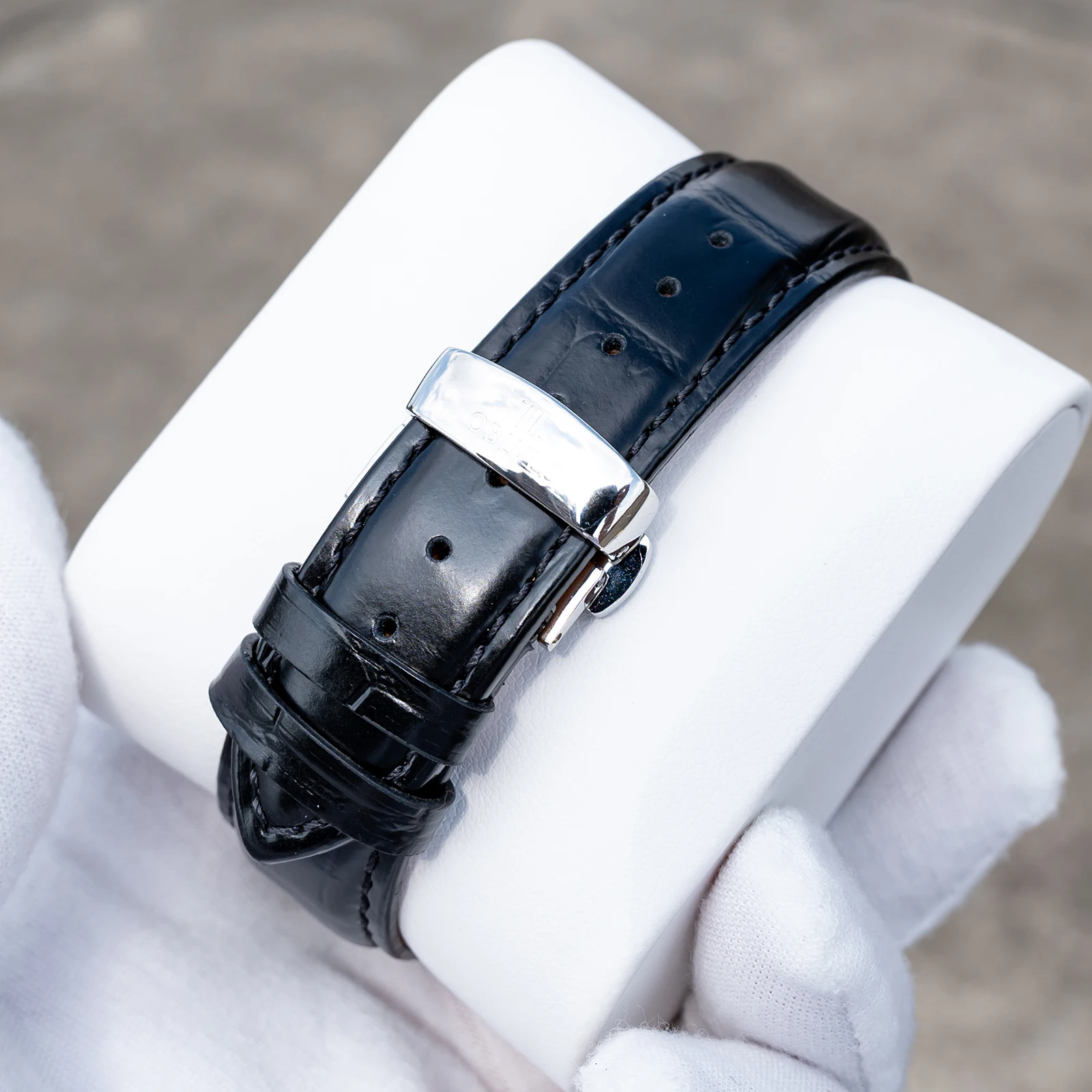 OBLVLO メンズ 316L ステンレス鋼機械式自動時計中空星空 24 時間表示レザーストラップクラシック腕時計