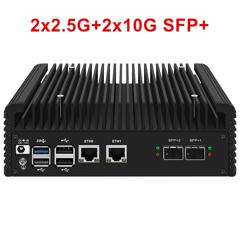 Micro apparecchio firewall 2 Intel I226-V 2.5GbE NIC + 2x/1x 10G LAN SFP Mini computer senza ventola Intel N100 i3 N305 Quad Core AES-NI