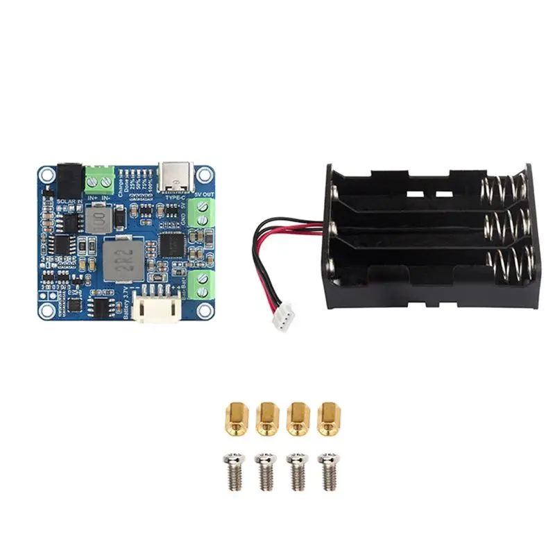 AT13 Solar Power Manager Module +Battery Case MPPT Supports 6V-24V Solar Panel Type-C 5V/3A Regulated Output Module