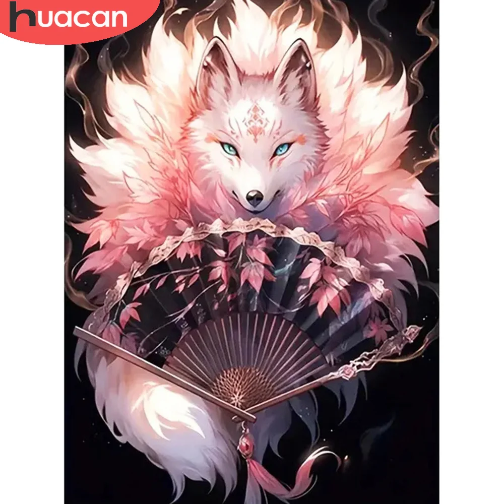 HUACAN 5D DIY Diamond Painting Animal Diamond Mosaic Fox New 2024 Art Home Decoration Craft Kit Gift