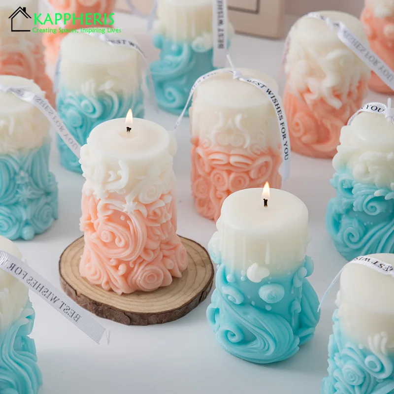 Roman Pillar Scented Candles Aromatic Home Decorative Candles Smokeless in Colored Wedding Personalized Candles Gift Guests