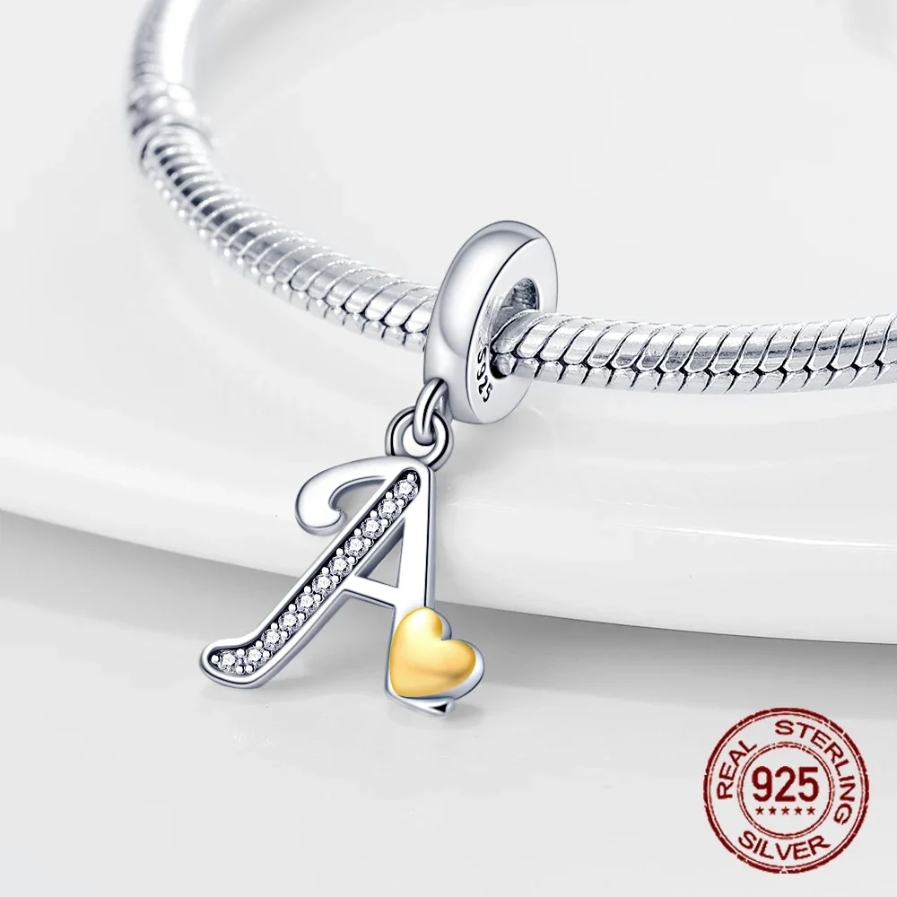 925 فضة رسالة مزيج حلية للنساء ، اسم الخرز ، يناسب أساور باندورا الأصلي ، صنع المجوهرات ، الأبجدية السحر