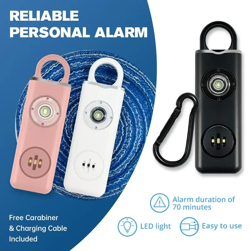Awapow Personal Defense Alarm 130dB With LED Light Rechargeable Self Defense Woman Safety Alarm Key Chain Emergency Anti-Attack