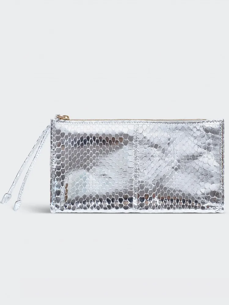 Fashion Women High Quality Snakeskin Wallets Designer Genuine Leather Long Purse Euro-American Style Ladies Handbag Clutch Bag