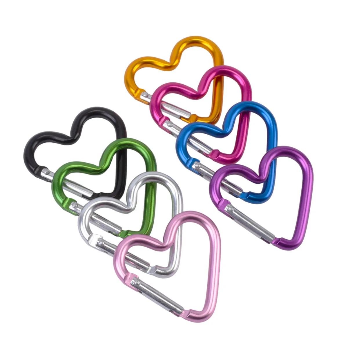 Heart-Shaped Aluminum Carabiners – 3~30PCS Random Colors for Outdoor Gear, Keychains, Backpacks & Camping Accessories TMZ