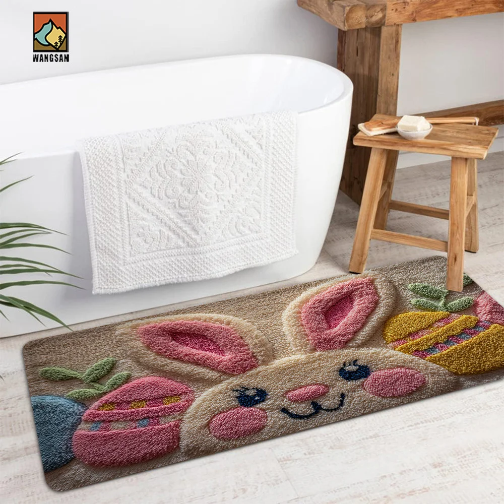 Easter Bunny Egg Floor Mat - Pastel Spring Colors Home Decor Rug - Indoor Holiday Bedroom Living Room Bathroom Carpet Rug
