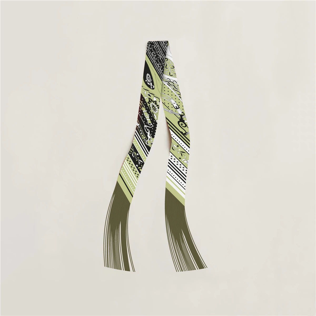 Quastenschal im Modedesign, Marken-Seidenschal für Damen, Haarband, Foulard, Schmaler Taschenschal, Halstuch, Handtaschen-Dekoration
