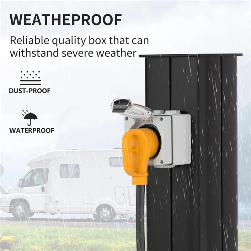 B84B-صندوق مخرج طاقة خارجي مقاوم للغبار والعوامل الجوية 30 أمبير، وعاء NEMA TT-30R 125 فولت للمركبات الكهربائية #3