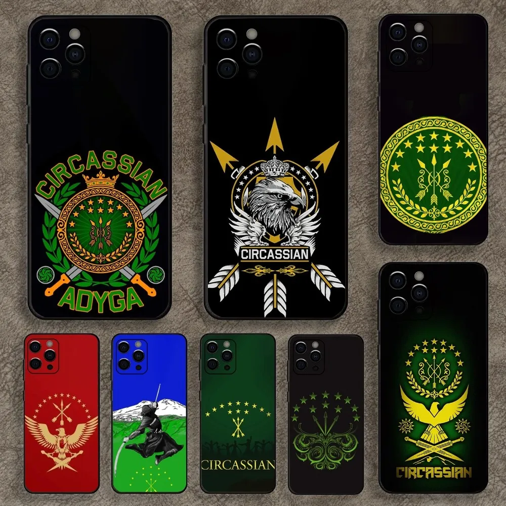 Adygea Circassian Flag Phone Case For Apple iPhone 15,14,13,12,11,Pro,X,XS,Max,XR,Plus,Mini Soft Black Cover