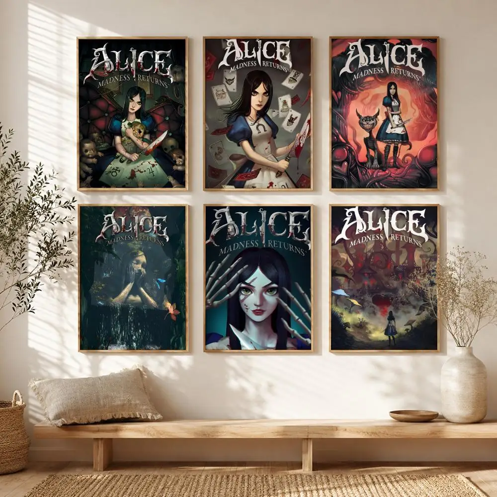 Fantasy Game A-Alice madness returns Poster All-match HD Waterproof Self-Adhesive Wall Art Sticker For Home Bedroom