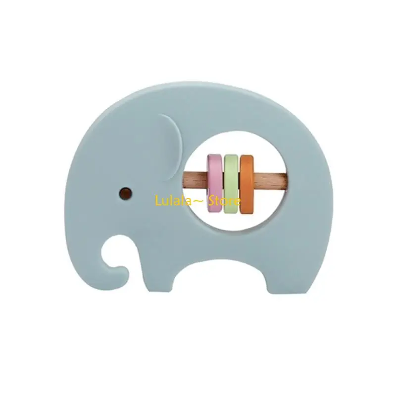 Y4QA Handhold Rattle Silicone Elefante Teether Toy Accessori per bambini Music Toying Toy