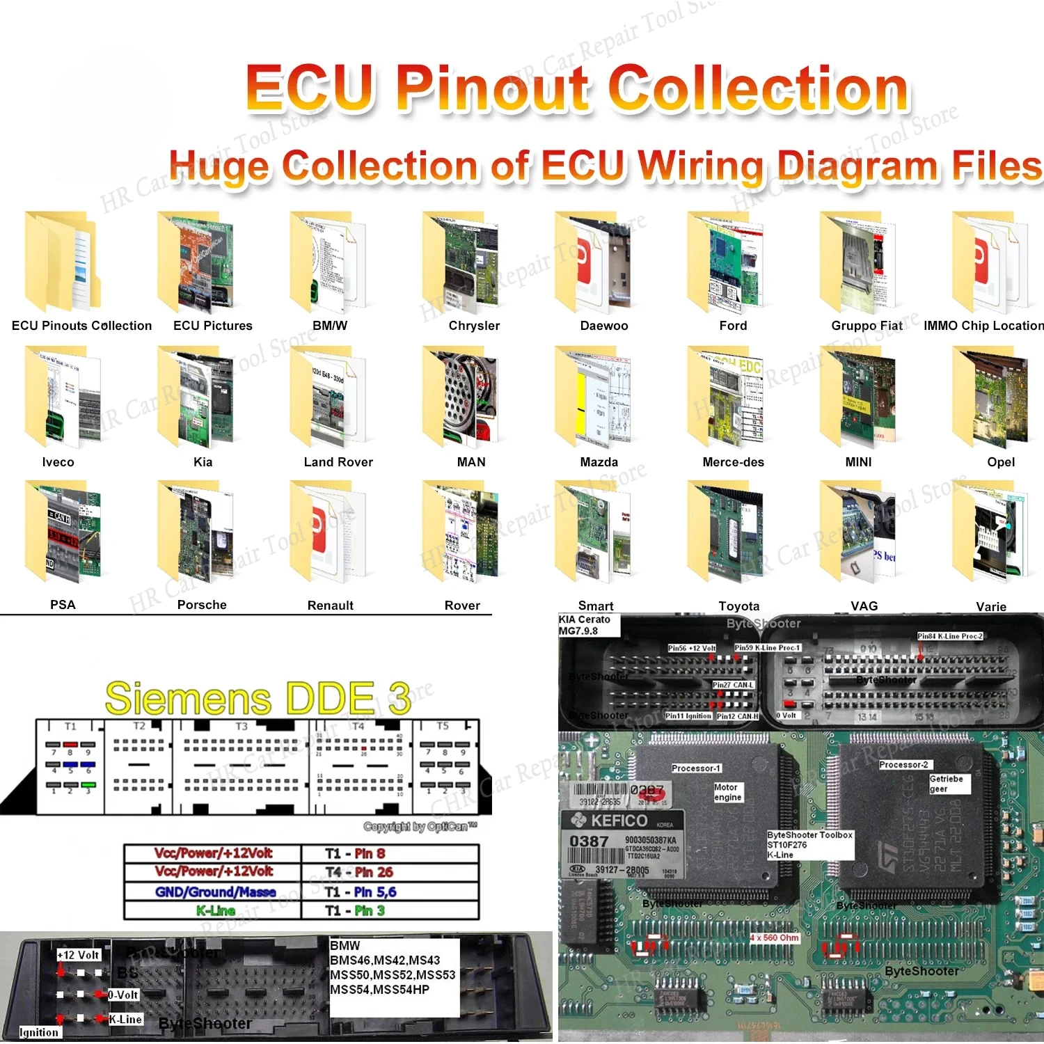 

ECU Collection Pinout File Automotive ECU Pinout Connection For Ford/BMW/Toyota/Iveco Wiring Diagram ECU Map VS ALLDATA AUTODATA