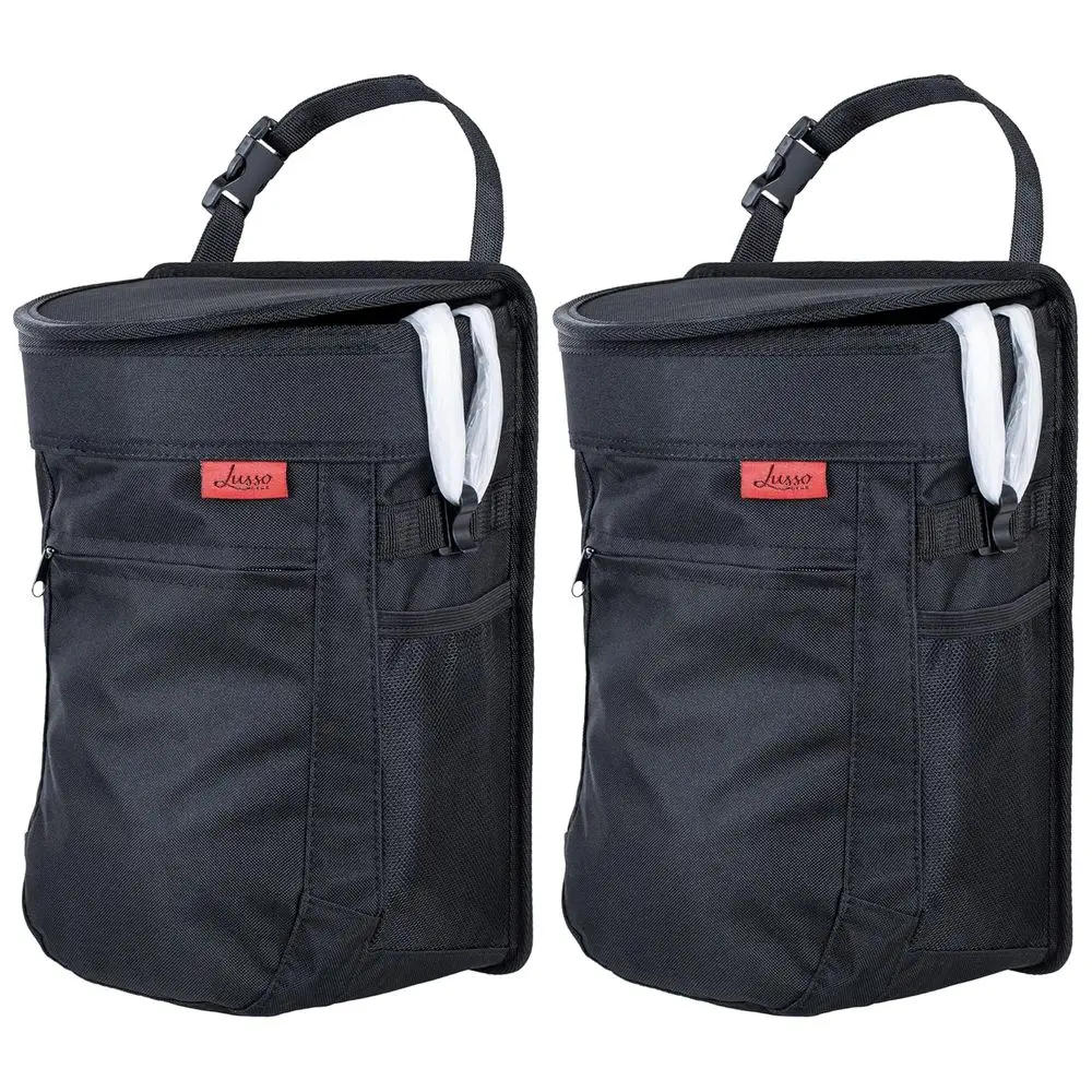 

Dual Pack 2.5 Gallon Hanging Car Trash Cans with Leak-Proof Lid and Removable Liner - Waterproof, Easy Clean, Odor-Free for Vehi