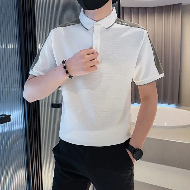 

Летняя мужская рубашка Slim Fit с коротким рукавом, размер XS, повседневная, с отложным воротником, для бизнеса и отдыха, базовая модель