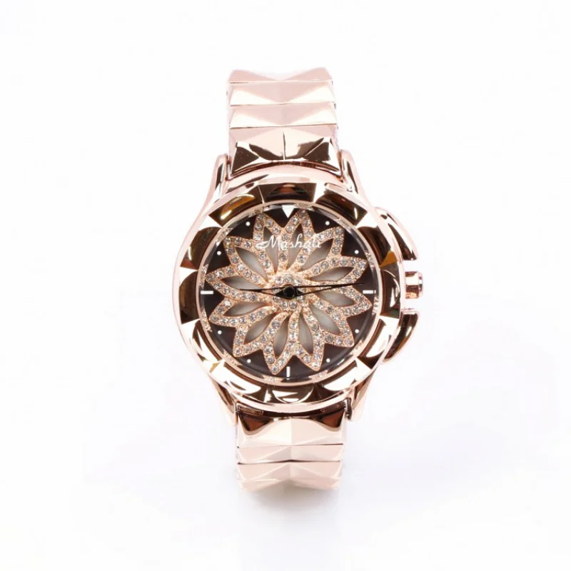 Mashali reloj de giro para mujer, correa de Metal tallada en oro rosa, reloj de moda para mujer, nuevo