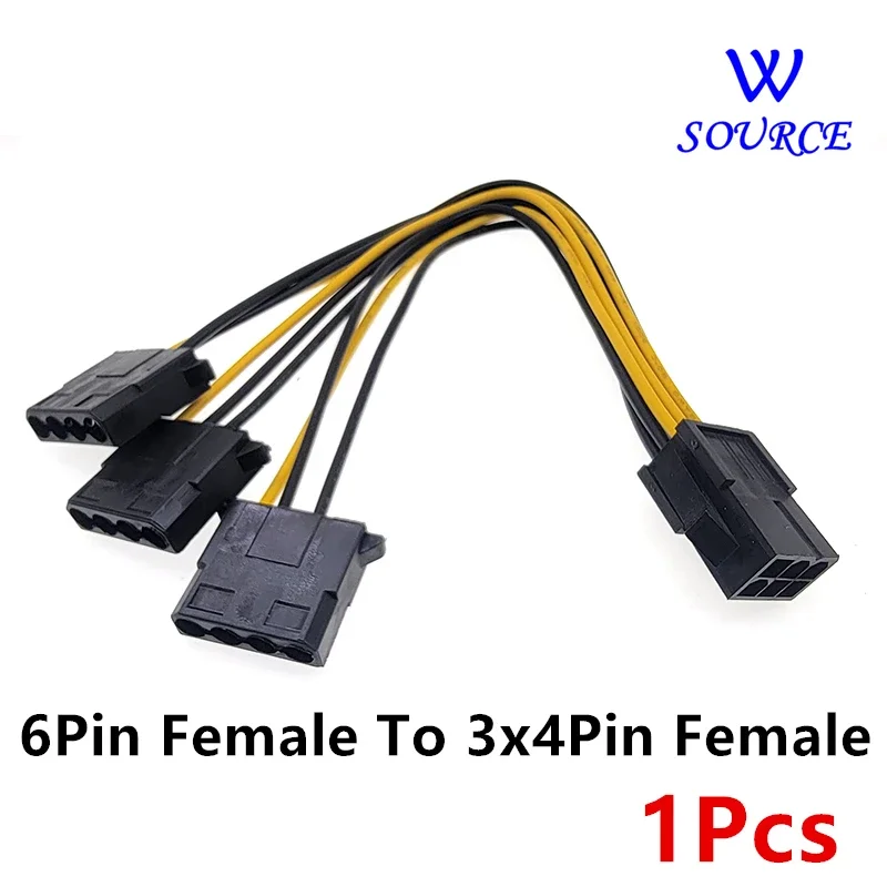 1pcs 6pin Female Graphics Card GPU To Molex IDE Dual 2 X 4pin Female To Power Supply Cable PCIe PCI-e 6 Pin Male To 4pin Female