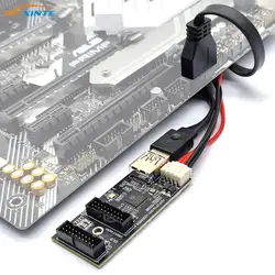 19pin do typu E + 19Pin płyta główna 1 do 2 Splitter USB 3.2 GEN 1 piasta konektor A-KEY 19Pin do podwójnej karty rozszerzeń 19P