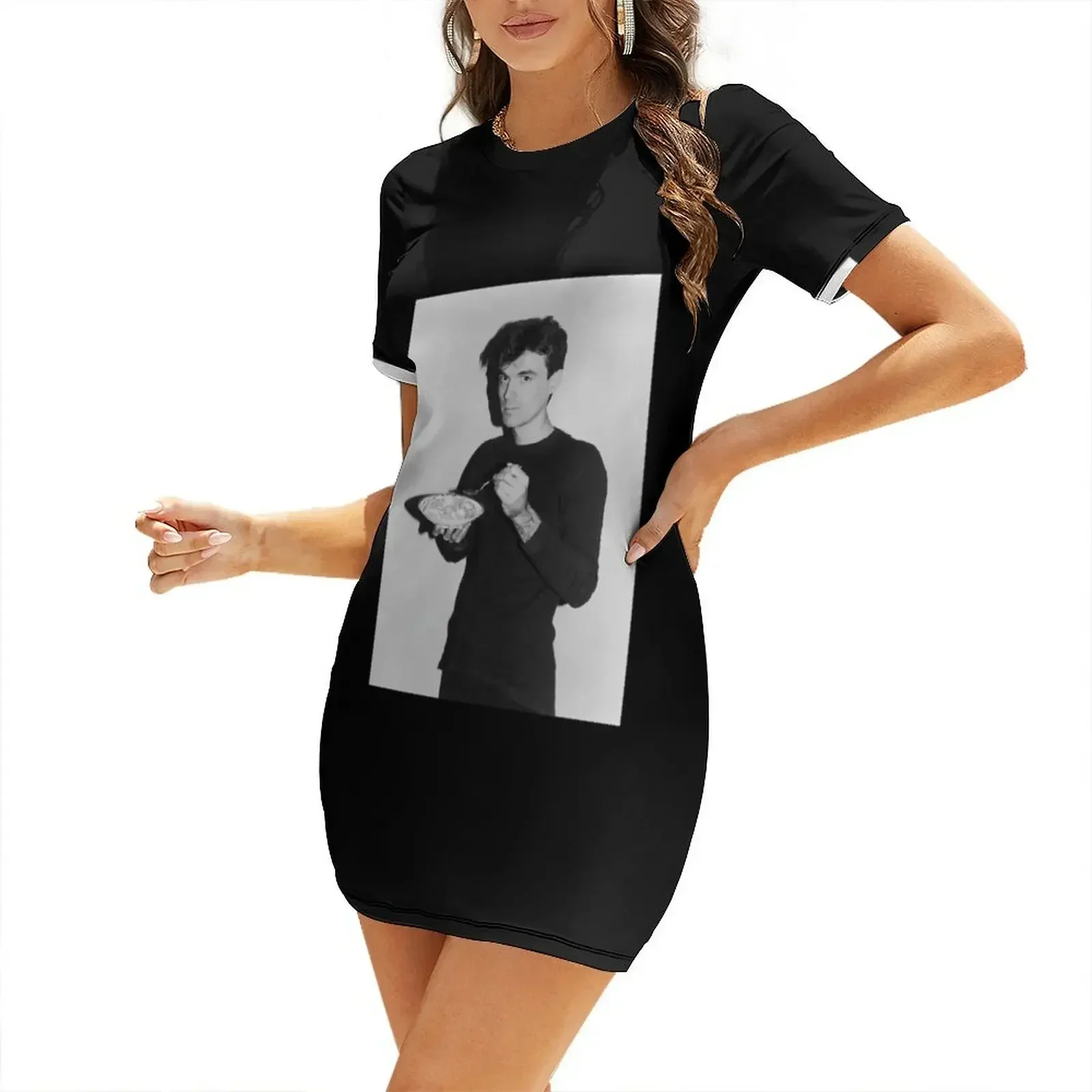 

David Byrne eating cereal Short-Sleeved Dress summer women's suit Cocktail of dresses summer dress daily