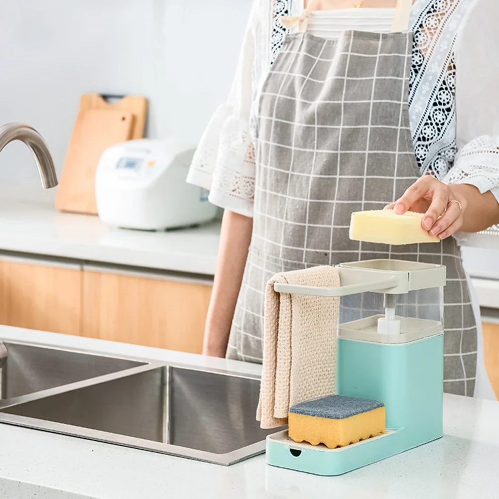 

Essence Dispenser Kitchen Manual Soap Pump Sponge Holder Detachable Design Liquid Soap Dispenser Practical Washing Storage