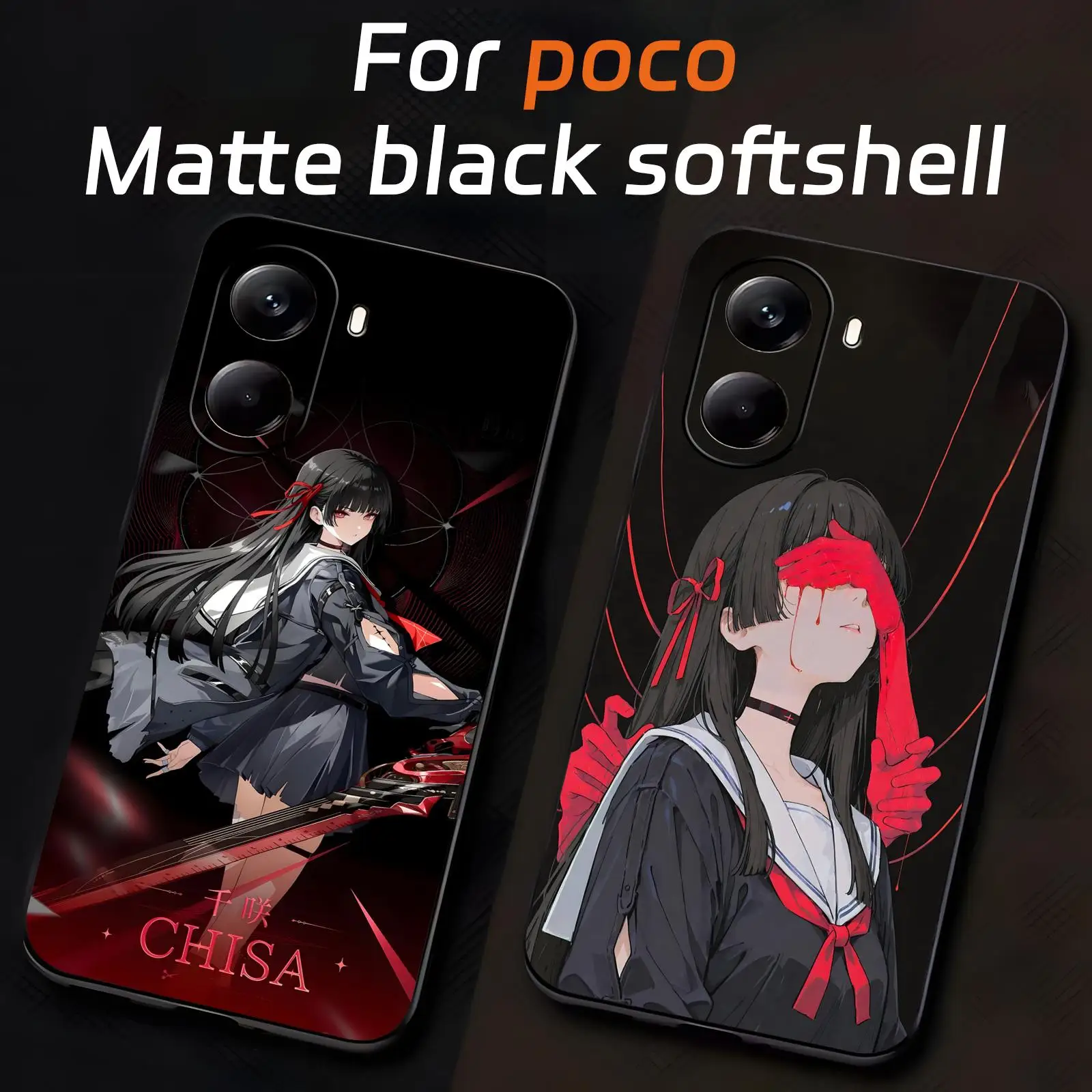Wuthering Waves CHISA  Phone Case For Xiaomi POCO M7 M6 M5 X7 X6 X5 F7 F6 F5 Pro 5G Soft black Shockproof Cover