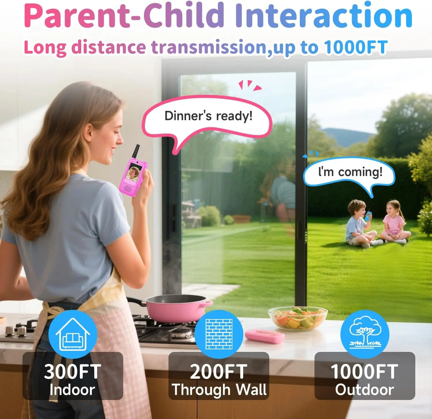어린이용 비디오 무전기 원클릭 통화 충전식 유아용 장난감 실내, 캠핑, 여행 생일 선물 귀여운 인터콤