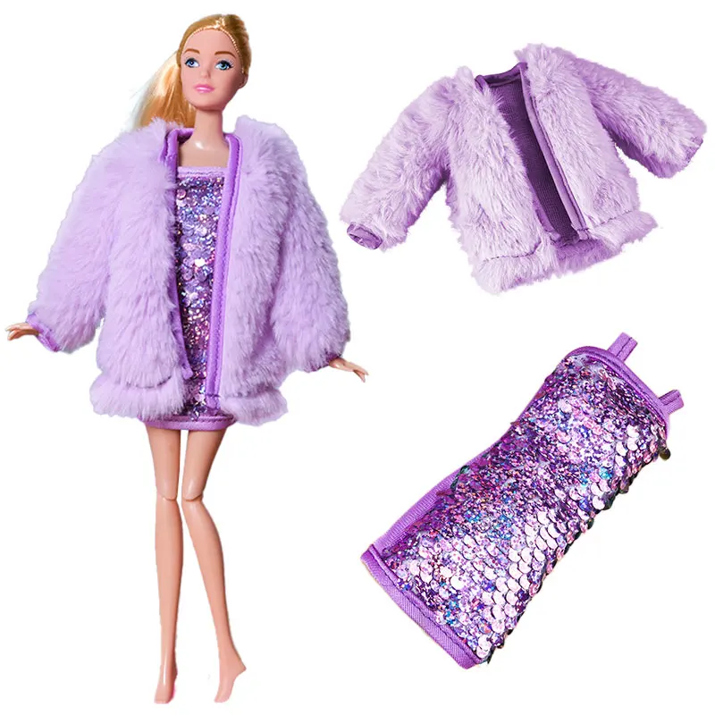 Barbie Doll Roupas para Meninas, Moda Outfit, Blusas, Casaco De Pelúcia, Acessórios, Brinquedos De Presente, 30cm