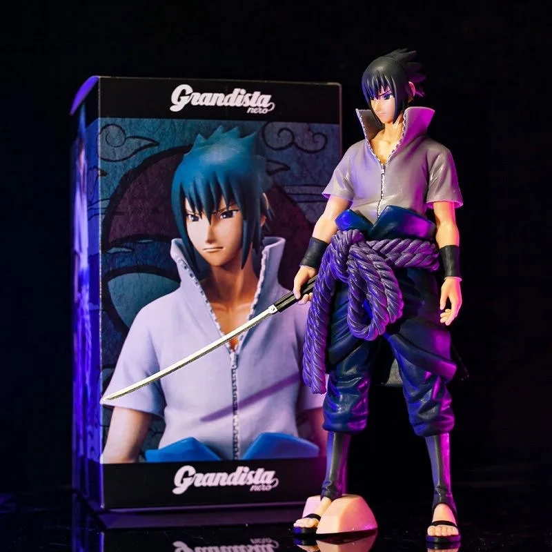 Figura de Naruto Shippuden Sasuke Uchiha Espada de pie de segunda generación Ver. Estatua de anime, caja de regalo