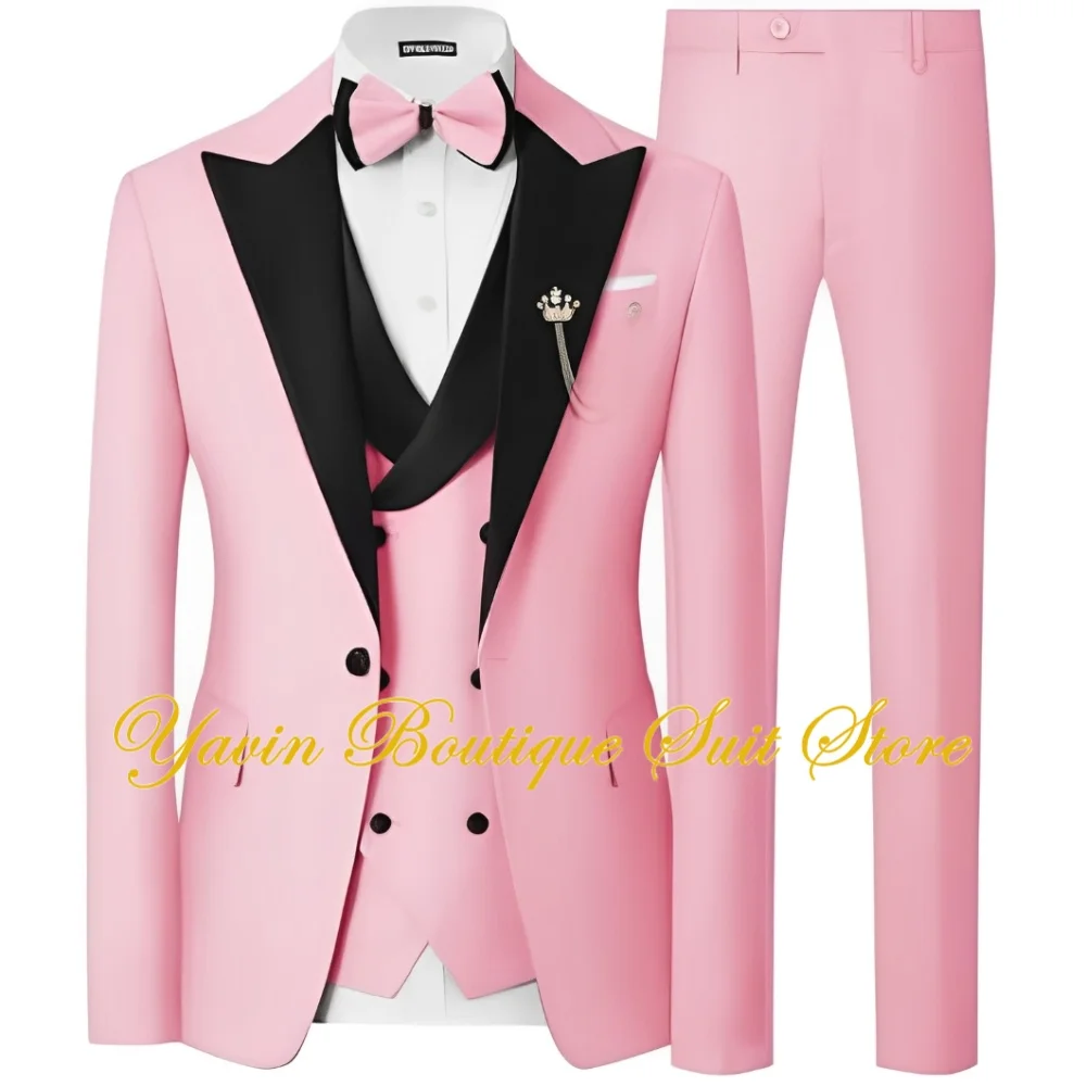 

Formal Men's 3 Piece Suit Slim Fit Jacket Vest Pants Wedding Prom Dinner Tuxedo for Men Double Breasted Suits Set