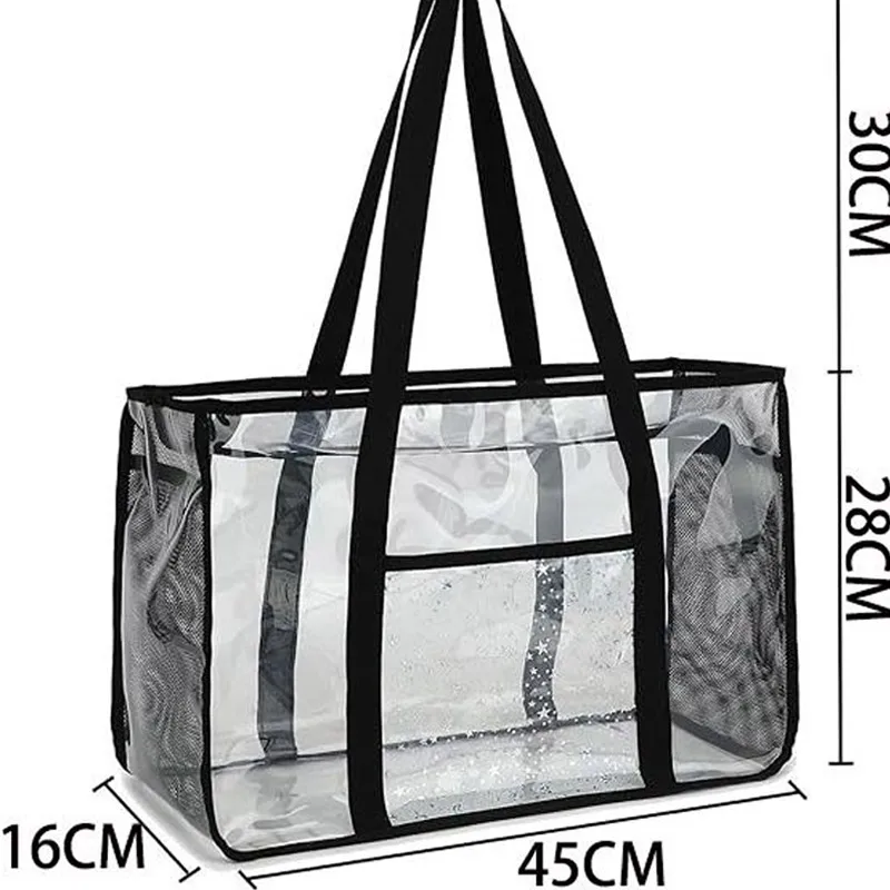 2025 Large Capacity Zipper Transparent Waterproof Shoulder Bag for Washing Swimwear Travel Bag PVC Jelly Beach Bag for Women