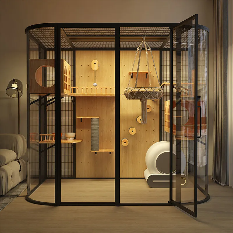 

Очень большая панорамная вилла для кошек на заказ, для домашнего использования, роскошное просторное помещение, стеклянная комнатная клетка для кошек, домик для кошек