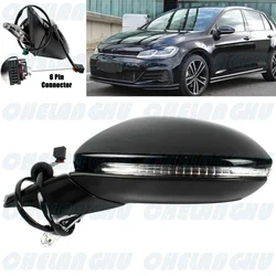 For VW Golf 7 7.5 2013 2014 2015 2016 2017 2018 2019 2020 Left Side 6 Pins Black painted Heated Power Adjust mirror assembly