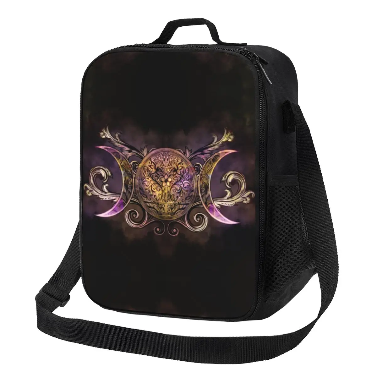 

Custom Triple Moon Goddess Midnight Shimmer Insulated Lunch Bag for Pagan Wiccan Thermal Cooler Lunch Tote Office Work School