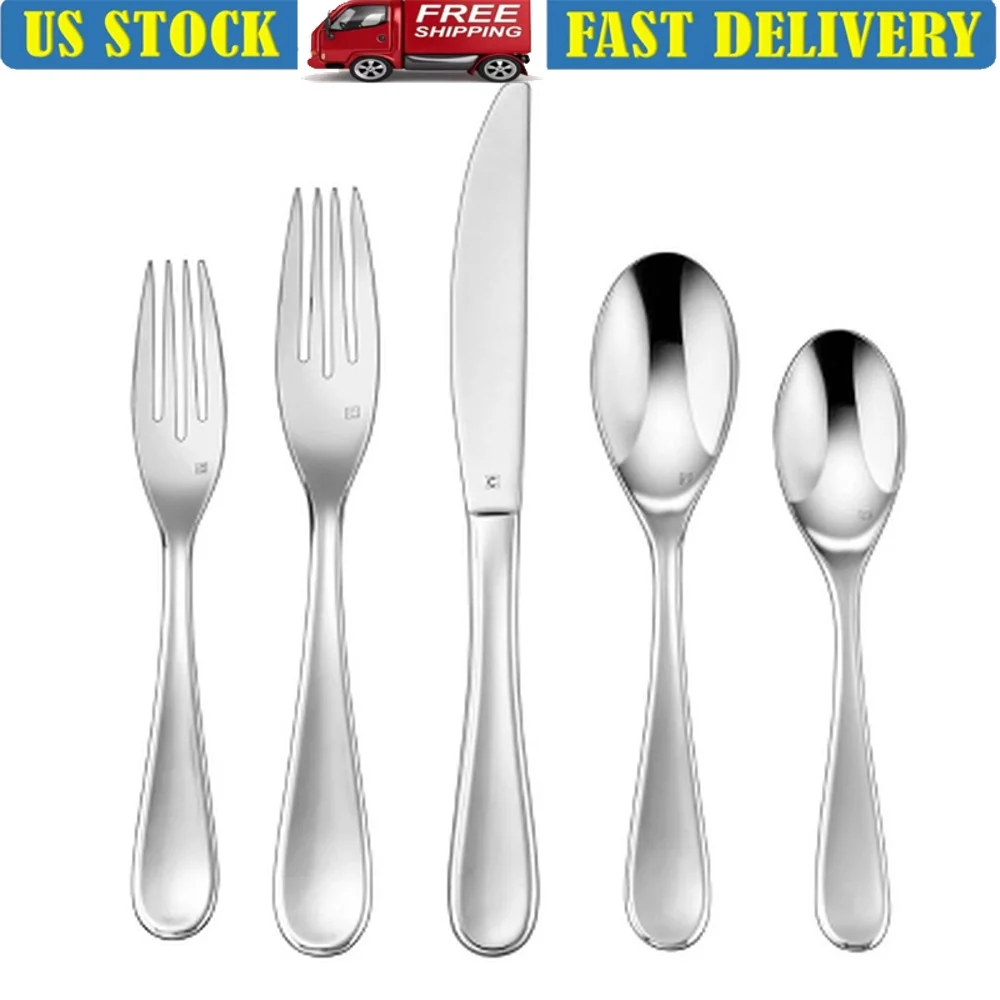 

20pc Stainless Steel Flatware Set Service 4 Corrosion Stain Resistant Dishwasher Safe Handcrafted Heavy Gauge Silverware
