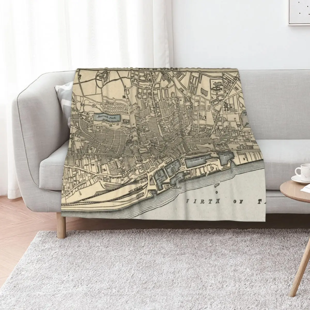 Vintage Map of Dundee Scotland (1901) Throw Blanket Cute Decorative Sofas Giant Sofa anime Fashion Sofas Blankets