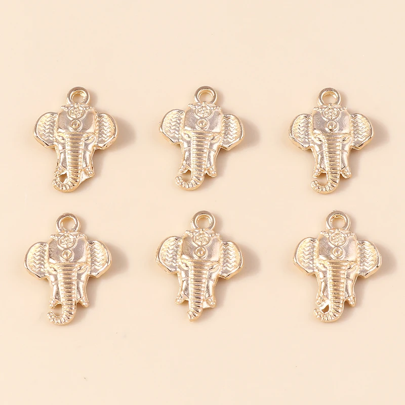 Leslie 10 Stück 21 x 15 mm goldfarbene Metall-Elefant-Anhänger für selbstgemachte Halsketten, Armbänder, Schmuckherstellung – Detail 3