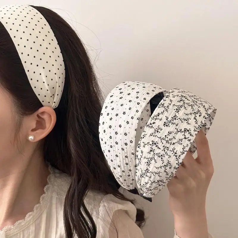 Modische, gepolsterte, dicke Stirnbänder mit mehrfarbigem Polka-Dot-Design für Frauen – Detail 3
