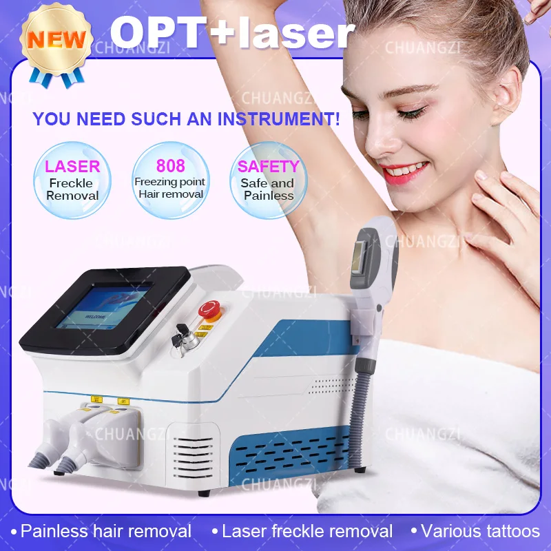 

2in1 Opt Ipl Laser hair removal Machines Q-Switch nd yag Pico Professional epilator Machine Spot wrinkle remove Carbon stripping