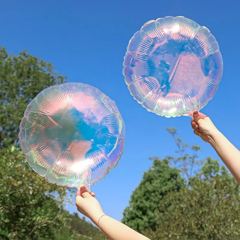 

10pcs 10Inch Laser Transparent Foil Balloon Round Iridescent Globos for Kids Birthday Party Wedding Decoration Baby Shower