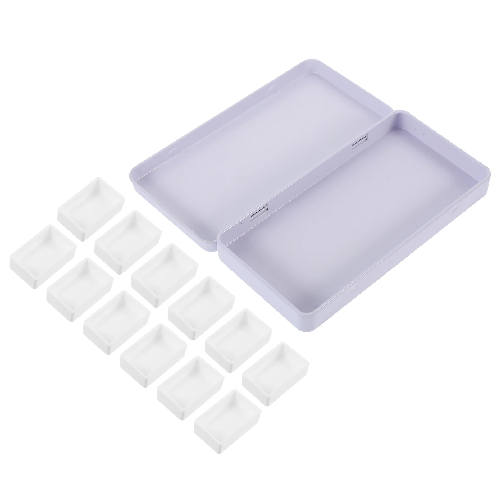 

12 Empty Watercolor Paint Pans 3.2ML Grid Tin Box for Mixing Colors Durable PP Material Palette Case Containers