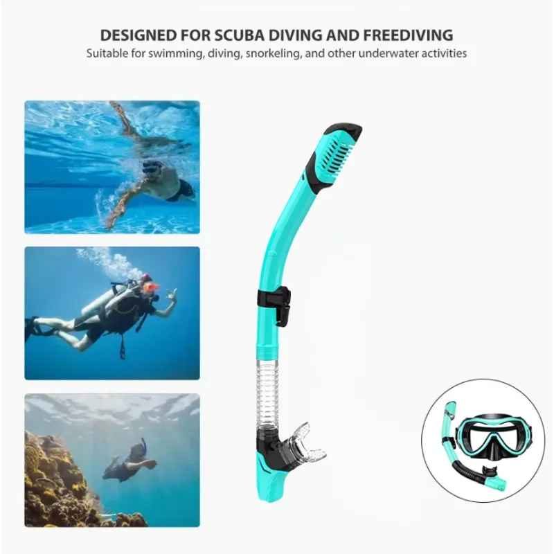 

Dry Snorkel Tube Easy Breath Scuba Diving Splash Guard Top Valve Swimming Underwater Equipment For Adults Men Women Youth