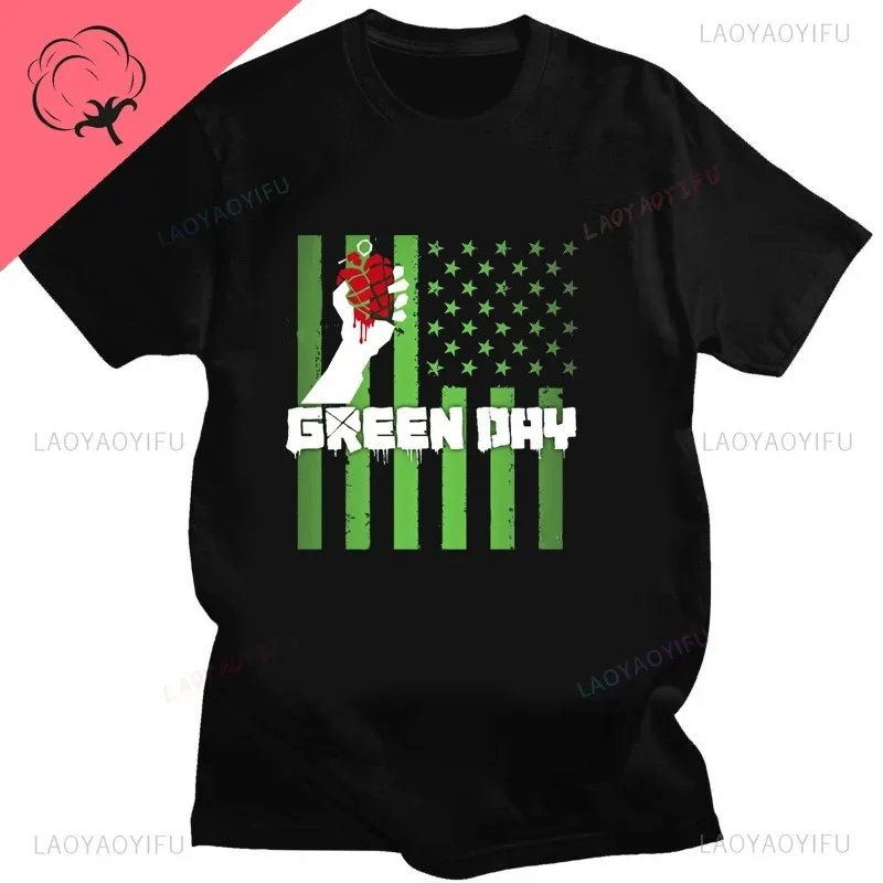 New 2026 Green Day Music Pattern Band Printed Cotton T-shirt Men's Summer Casual Top Short Sleeve Classic Male Women Tee